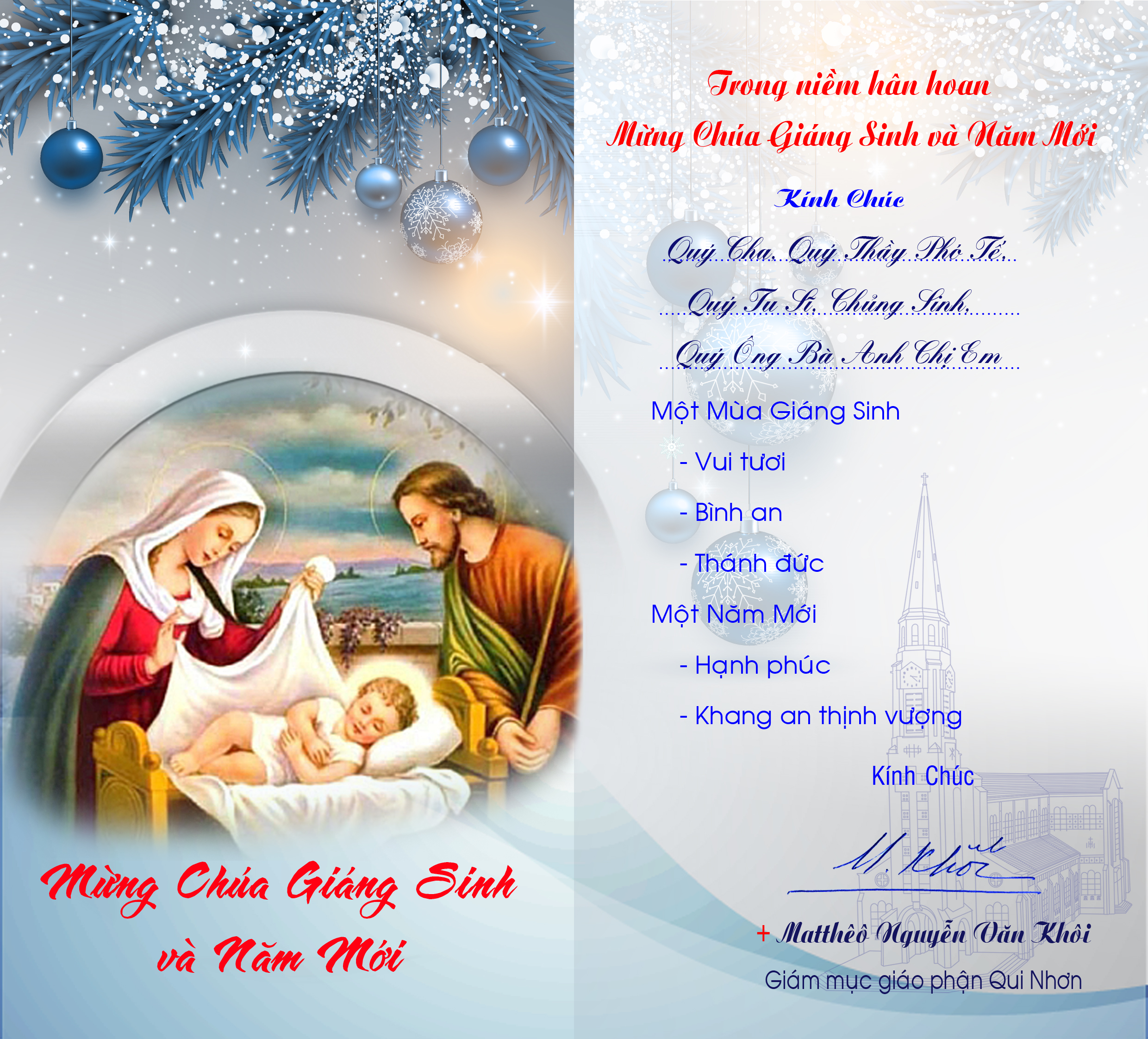 Thiệp mừng Giáng Sinh và Năm Mới 2015 của ĐGM giáo phận Qui nhơn