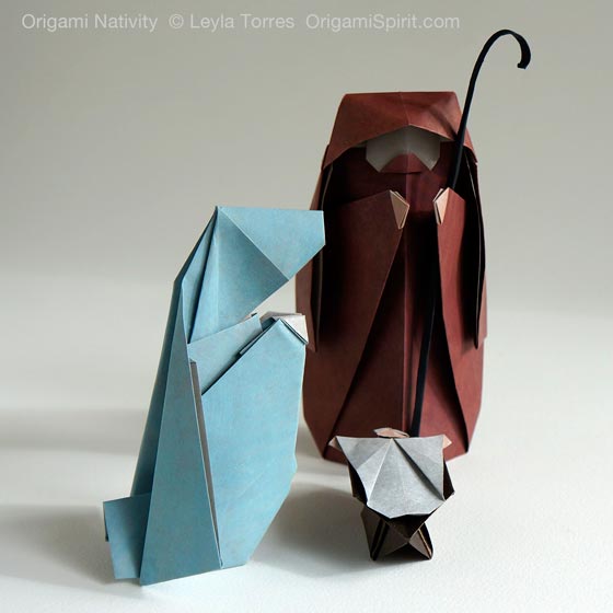 Bộ tượng Giáng Sinh với nghệ thuật xếp giấy origami