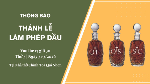Thông báo về Thánh lễ Làm phép Dầu năm 2026
