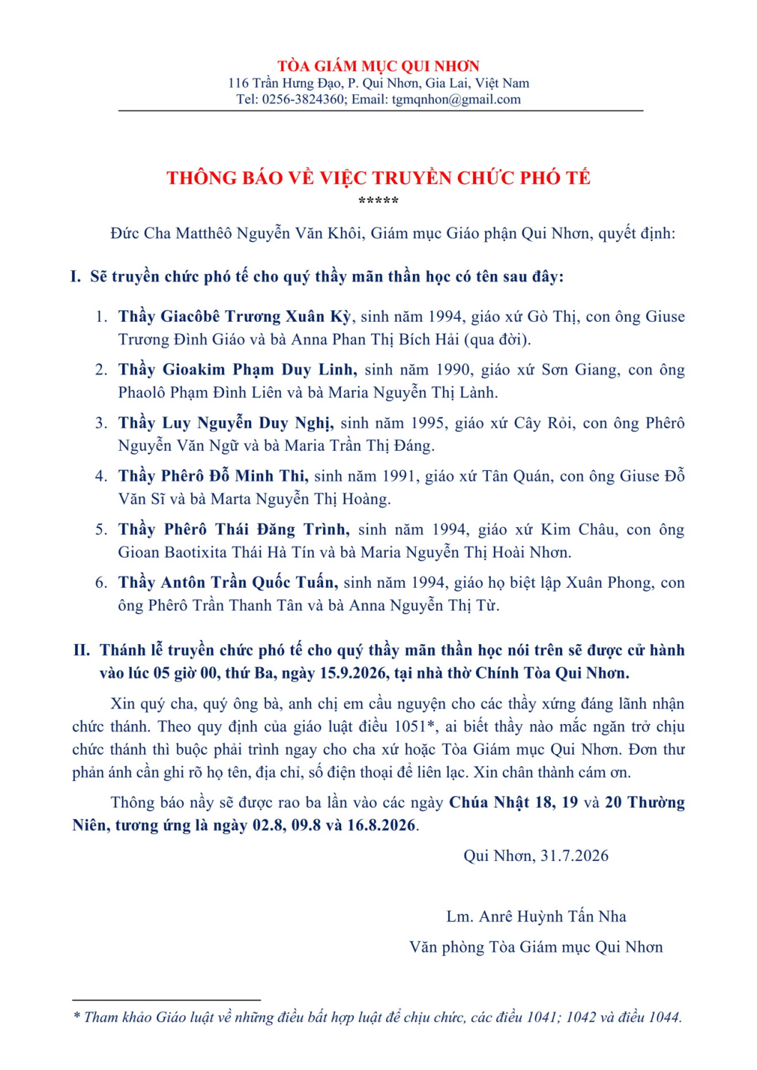 thong bao truyen chuc pho te 2026